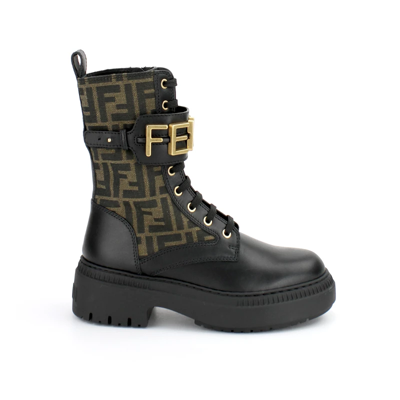 نیم بوت زنانه پاشنه کوتاه چرم Fendi 